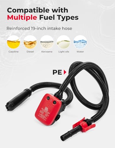 KEMIMOTO Rechargeable Fuel Transfer Pump with 4000mAh Lithium Battery Power
