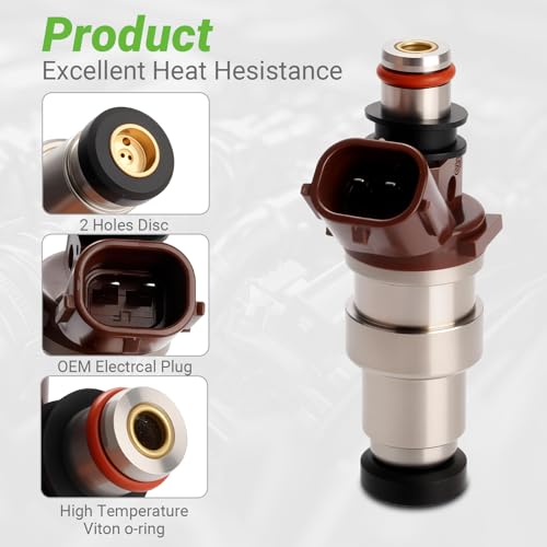 Fuel Injectors FJ377 Set of 6 Compatible with Toyota 4Runner Tacoma T100 2.7L L4 Federal Emissions # Replace 23209-79095 23250-75050 23209-75050 2325075050 2320979095 1995 1996 1997 1998 1999 2000 - size: 377
