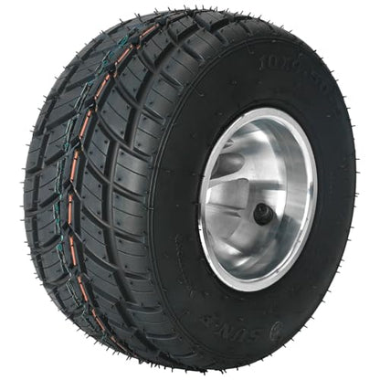 Front 5in Rain Road Tires, 10x4.50-5 10x4.50x5 Go Kart Tires and Rims for Racing Kart Quad Drifting Mini Bikes (Offset: 32mm, Tubeless Tire, 5-Inch, 3 Holes) - size: 1 tire