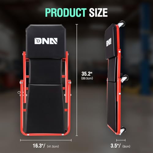 ‎DNA MOTORING TOOLS-00184 36 Inches 2 IN 1 Rolling Folding Car Creeper/Seat, 6 Pcs 2" Casters, 150kg Weight Capacity, Red - color: Red, size: 36 Inches