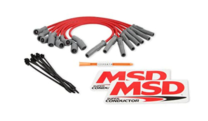 MSD 31639 Super Conductor Spark Plug Wire Set, Red