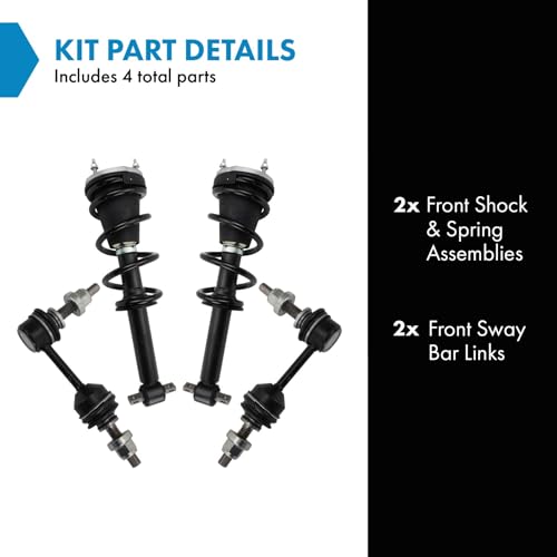 TRQ Front Suspension Kit Shock & Spring Strut Assembly Sway Bar Stabilizer - style: PSA29066