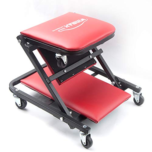 WINTOOLS 41" Foldable Heavy Duty Z Creeper Seat Rolling Chair Mechanics Garage 2 in 1 Work Bench
