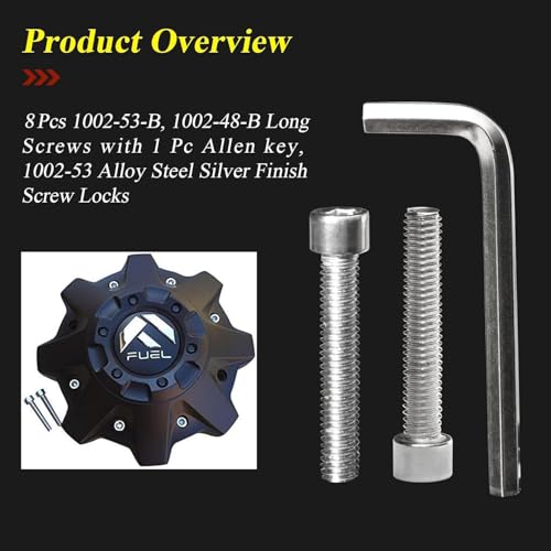 1002-53-B Center Cap Screws Fits Fuel Offroad Wheel Black Center Caps - style: 8 Pcs 1002-53-B