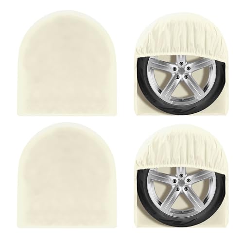 OutdoorLines Waterproof Tire Covers Set of 4 - color: Off White, size: S - Fits Tire Diameters 24"-26"