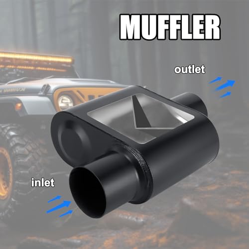 Universal Mufflers,Performance Automotive Exhaust Muffler，Single Chamber 2.25 inch inlet (ID) 2.25 inch outlet (ID) Black FH72441 - color: Black, size: 2.25"