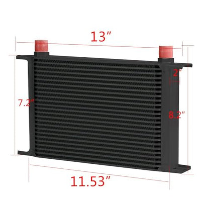 G-PLUS AN-10 AN10 Universal 25 Row Black Aluminum Radiator Oil Cooler - color: Black, size: 25 Row AN10
