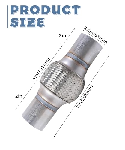 Flex Pipe,Heavy Duty Exhaust Flex Pipe,Car Accessories Stainless Steel Flexible Exhaust Pipes,Universal Muffler Tube Automotive Replacement,Suitable for Most Cars,Trucks (2.5"x4"/8") - size: 2.5"x4"/8"