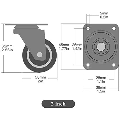 2" Casters Set of 4, Furniture Caster Wheels for Cart, Swivel Plate Castor, No Noise Rubber Wheels, Suitable for Workbench, Table - style: 2 "