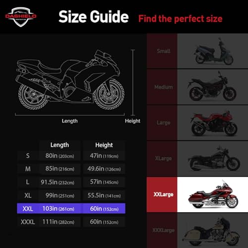 Ultimum Series Motorcycle Cover Waterproof All Weather Protection Universal Heavy Duty Night Reflector with Lock-Holes Compatible with Suzuki Harley Davidson Kawasaki Yamaha Honda Red XXL - size: XXL