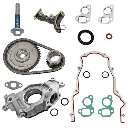 High Volume LS Oil Pump 5.3 Timing Chain Timing Cover Gasket Kit Fit for 2007-2013 Chevy Silverado 1500 Tahoe GMC Sierra Yukon Buick Cadillac 4.8 5.3 6.0 6.2L No VVT