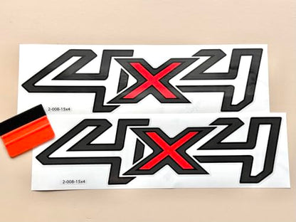 2 Pieces - 4x4 Offroad Four Wheel Drive Sticker Decals, Replacement for Truck Bed, SUV, Off Road Vehicle, Weatherproof, Size 15 x 4 in.
