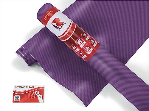 Rwraps 3D Carbon Fiber Vinyl Car Wrap Film in Purple - 5ft x 1ft - Vehicle Sheet Roll with Adhesive Back and Air Release Technology - color: 3D Carbon Fiber Purple, size: 5ft x 1ft