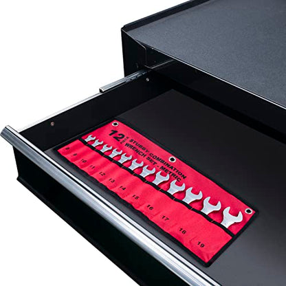 Premium Stubby Combination Wrench Set with Roll-up Pouch, 12-Piece, Metric, 8mm to 19mm, No Skipped Size | Cr-V Steel, Mirror Polished Finish | Short Length and Slim Body, Perfect for Confined Areas - size: Metric Set