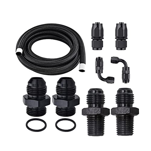 AN6 15FT Automatic Transmission Cooler Line Kit For 4L60E 4L65E - Black Nylon Braided Hose Kit - style: style 1