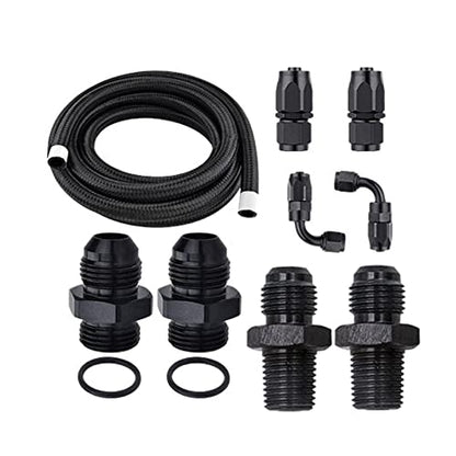 AN6 15FT Automatic Transmission Cooler Line Kit For 4L60E 4L65E - Black Nylon Braided Hose Kit - style: style 1
