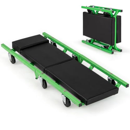 Goplus Foldable Mechanic Creeper with 360° Swivel Wheels, - color: Green, size: 36"