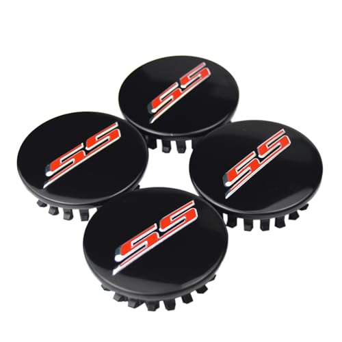 (Set of 4) 68mm=2.67 inches SS Wheel Center Cap Covers Hub Cap Emblem Badge Trim for Generation Chevrolet Camaro 19351758 2016-2025 - color: Red SS on gloss black cap