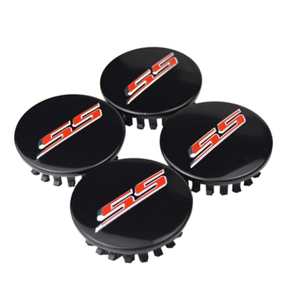 (Set of 4) 68mm=2.67 inches SS Wheel Center Cap Covers Hub Cap Emblem Badge Trim for Generation Chevrolet Camaro 19351758 2016-2025 - color: Red SS on gloss black cap