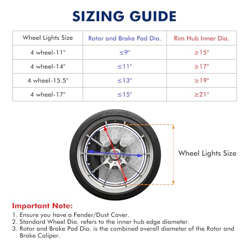 Ehaho 15.5" Super Bright Double Row Pure White Wheel Lights, Rim Light with Remote Control, IP68 Waterproof Wheel Ring Lights with Turn & Braking Signal Compatible with Various Trucks SUV Car（4PCS） - size: 4 Wheel-15.5" 2-Row Pure White