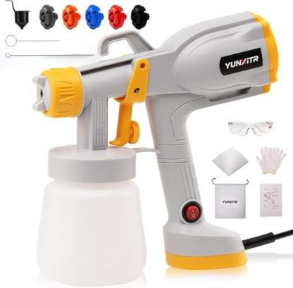 HVLP Electric Spray Paint Gun with 5 Nozzles (1mm-3mm) & 360° Adjustable Spray Angle - Paint Sprayer for Furniture, Cabinets, Fences, Walls, Ceilings - Indoor & Outdoor Use(Light Gray) - color: CX69-Light Gray