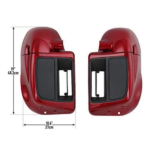 Green-L Lower Vented Leg Fairing and LED Turn Signals Light Kit Fit for Harley Touring Road King Street Glide Electra Glide Ultra 2014-2024 - color: Red-Glove Box