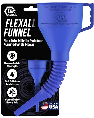 TEC Products FlexAll Long Flexible Oil Change Funnel, Blue, 16x5 Inches - color: Blue, size: Large