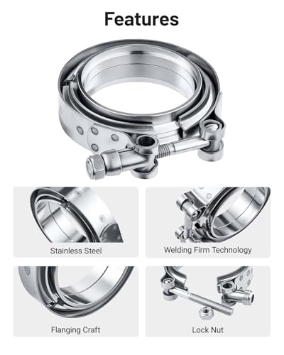 EVIL ENERGY 2.75 Inch V Band Clamp with Flange Male Female Stainless Steel - size: 2.75"