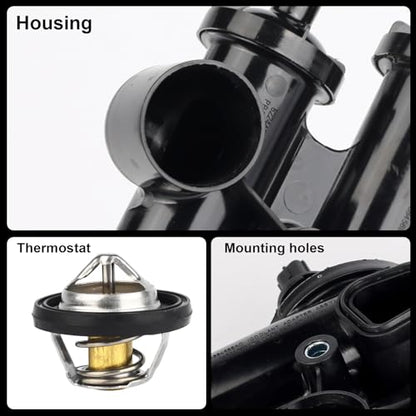Thermostat Housing Assembly W/Sensor 68003582AB - Compatible with Dodge, Jeep - Journey 09-20, Avenger 09-14, Compass Patriot 07-17, Caliber, Sebring, 200 - DOHC 4Cyl 2.4L 2.0L - size: Plastic 902-319