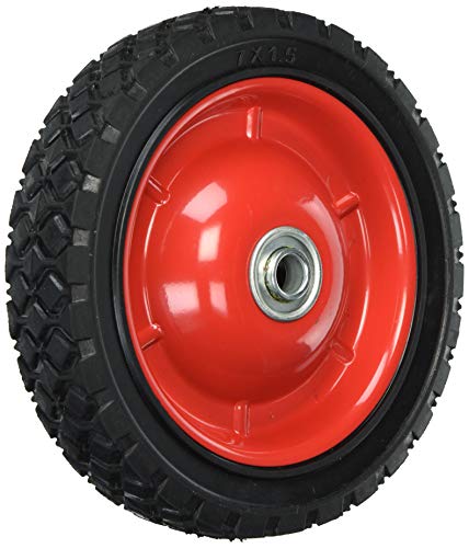 Shepherd Hardware 9592 7-Inch Semi-Pneumatic Rubber Tire, Steel Hub with Ball Bearings, Diamond Tread, 1/2-Inch Bore Centered Axle - color: Black, size: 7-Inch, style: 7-Inch, Diamond Tread