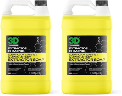3D Extractor Carpet Cleaner Shampoo for Machine Use - Upholstery Cleaner, Stain Remover & Odor Eliminator - Low Foam, No Residue Formula 1 Gallon (Pack of 2) - size: 128 Fl Oz (Pack of 2)
