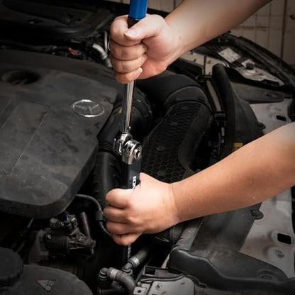 Offset Extension Wrench, Ratchet Extension Bar with 1/2", 1/4" and 3/8" Square Drive Adapters, Impact Wrench Extender for Access to Confined Fastener, Ratchet Extenders Tool with 3 Adapters Socket - color: Black