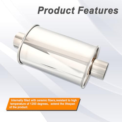 2.25'' Inch Ultra Quiet Exhaust Resonator,Performance Muffler Resonator 2.25" Inlet 2.25" Outlet 14" Overall Length T304 Stainless Steel Universal Fitment - size: 2.25''Inch