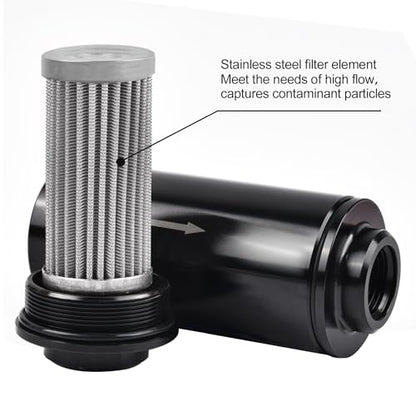 EVIL ENERGY 40 Micron Fuel Filter Inline with 6AN 8AN 10AN Adapter Universal 60MM