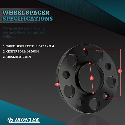 IRONTEK 5x112mm Wheel Spacers Compatible or Mercedes-Benz W204 W208 W209(Rear) W216(Rear) AMG C-Class CLK55 CLK320, CLK430 CL500 CLK550,Forged 5 Lug Tuning 12mm Hub Bore 66.56mm 4PCS - size: 5x112-4PCS
