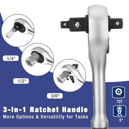WORKPRO 22-Piece Socket Wrench Set, Metric Ratchet Wrench Set
