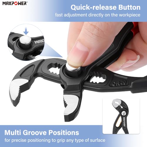MAXPOWER 5-Inch Tongue-and-Groove Pliers, 0.98" Jaw Opens V Jaw Mini Pliers - size: 5-inch