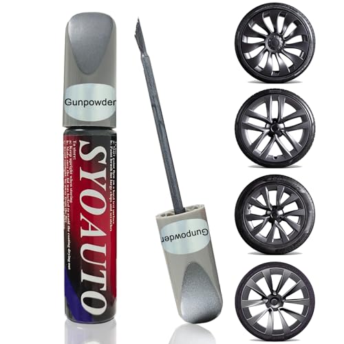 SYOAUTO Gunpowder Rim Touch Up Paint For Tesla Model Y 3 S X Uberturbine/Arachnid/Cybersteam/Turbine Wheel Touch Up Paint Rim Scratch Repair Wheel Curb Rash Paint Pen(Gunpowder)