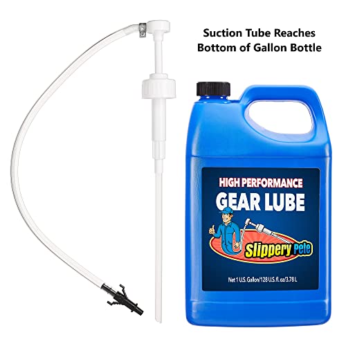 Slippery Pete - Fluid Pump for Wide-Mouth Quart Bottles - 8cc per Pump Stroke and 3rd Hand Adapter, Transfer Gear Oil, Transmission and Differential Fluid (38mm) - size: 38mm