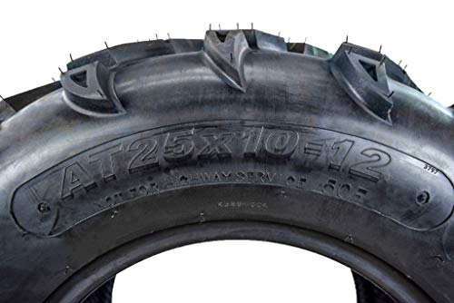 MASSFX MK251012 ATV 25x10-12 Tires 2 Set Rear 6Ply 1/2" Tread Depth 25x10x12 - size: 25x10-12 R Two Set