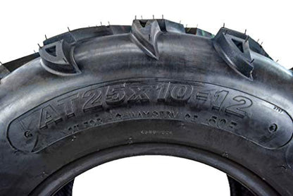 MASSFX MK251012 ATV 25x10-12 Tires 2 Set Rear 6Ply 1/2" Tread Depth 25x10x12 - size: 25x10-12 R Two Set
