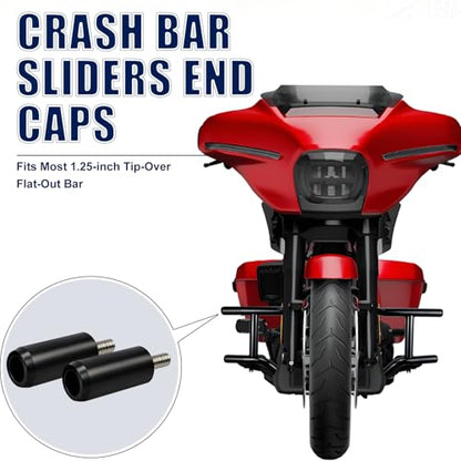 Motorcycle Crash Bar Sliders End Caps Derlin for Harley Touring Softail Sportster 1.25" Engine Guard Saddlebag Guard M12 2PCS (Black 1.25-inch) - color: Black 1.25-inch