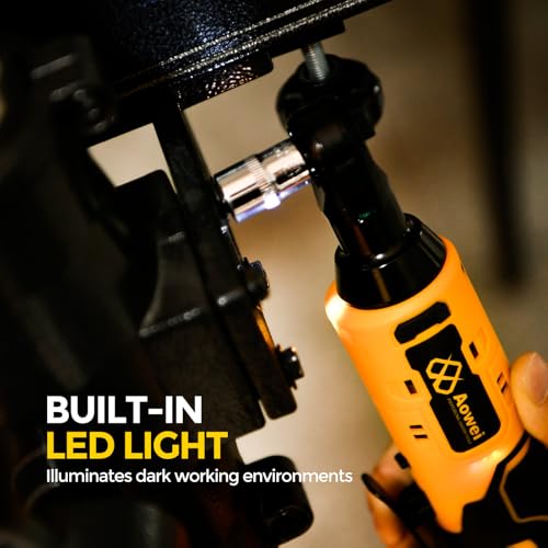 3/8" Cordless Ratchet Wrench Set, 12V Electric Power Ratchet, Yellow - color: Yellow