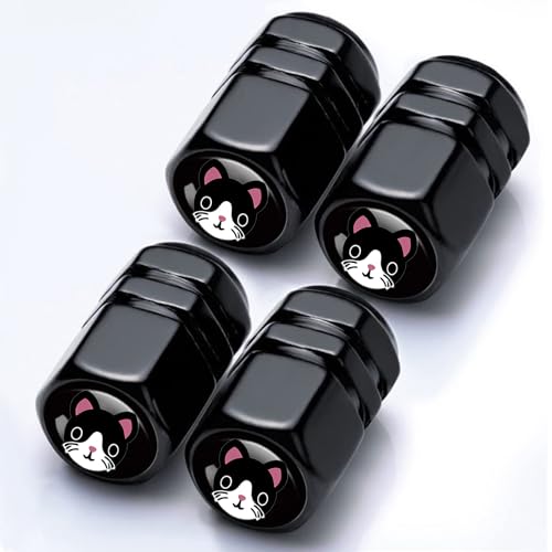 4Pack Kitty Cat Tire Valve Caps Aluminum Leak-Proof Valve Stem Covers - color: Cat