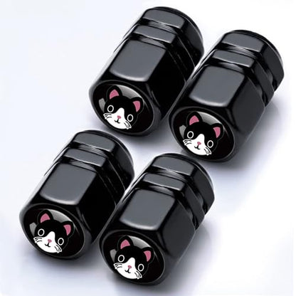 4Pack Kitty Cat Tire Valve Caps Aluminum Leak-Proof Valve Stem Covers - color: Cat