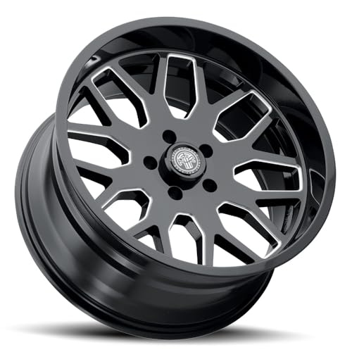 22x10 Gloss Black Milled Aluminum Alloy Wheel | 5x127 Bolt Pattern | -21mm Offset | 4.6in Backspacing | 78.1mm Center Bore | 2500 lb Load Rating