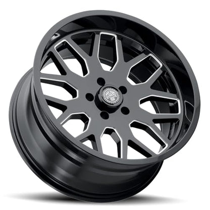 22x10 Gloss Black Milled Aluminum Alloy Wheel | 5x127 Bolt Pattern | -21mm Offset | 4.6in Backspacing | 78.1mm Center Bore | 2500 lb Load Rating