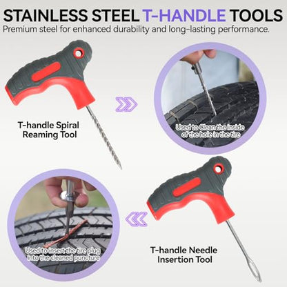 Flat Tire Repair Kits, 75 PCs Tire Screw Plug Kit with Screwdriver - size: 75pcs Compact+kit
