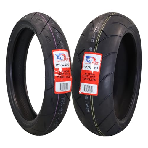 FULL BORE M1 Front Rear Motorcycle Tire Set 120/60ZR17 190/50ZR17 2 Pack - size: 120/60ZR17/;190/50ZR17