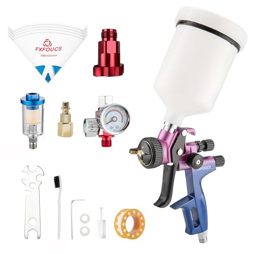 HVLP Air Spray Gun Kit 1.3mm, Professional Automotive Paint Sprayer - color: Purple-blue, size: 1.3mm